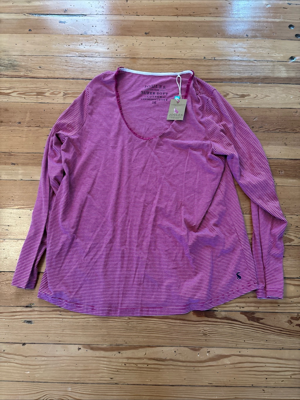 Joules Luna Striped Long Sleeve Pajama Top New Size Us12